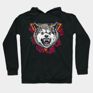 Red Rose And Wolf Hoodie